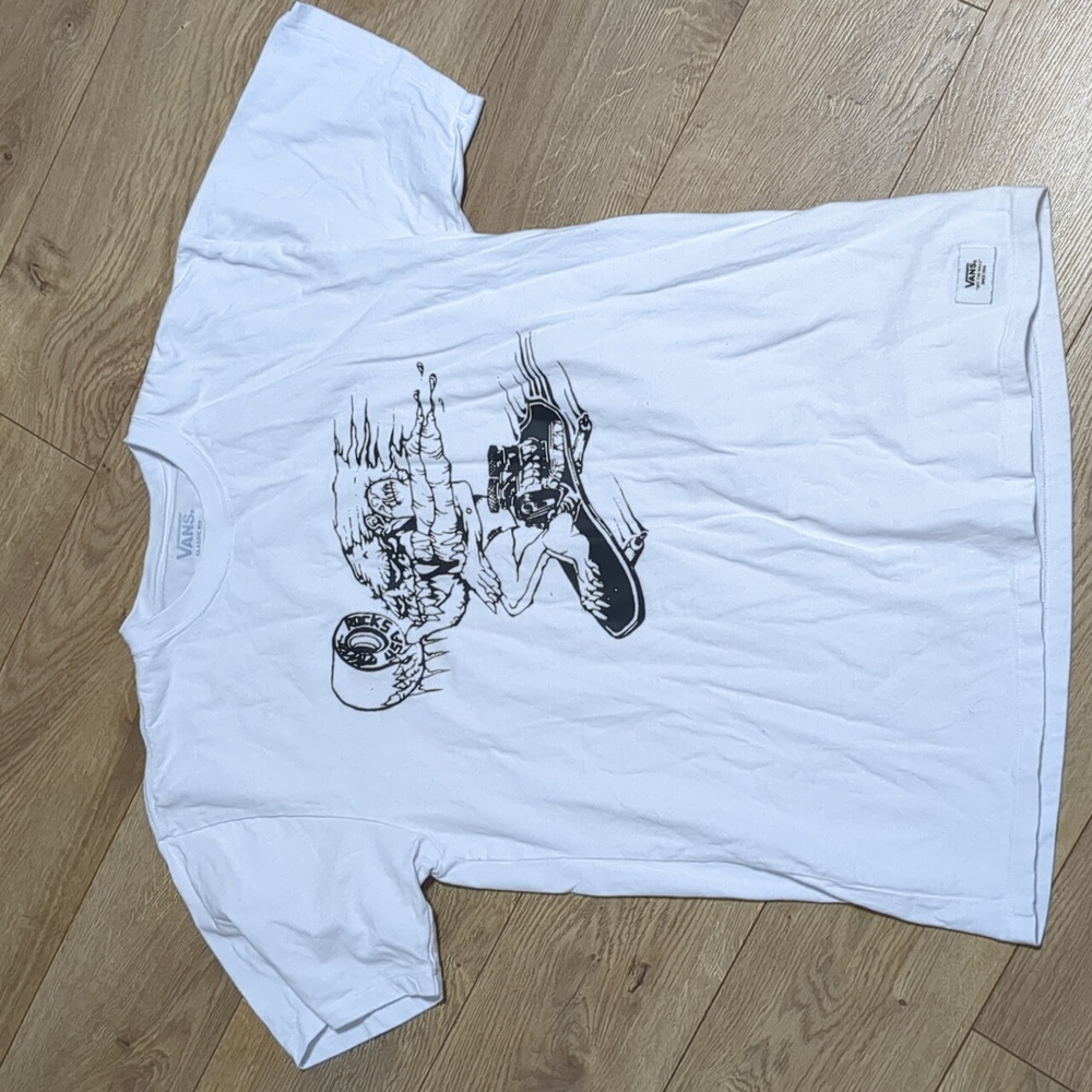 VANS Men's Medium Classic Fit Graphic T-Shirt White VANS OFF THE WALL